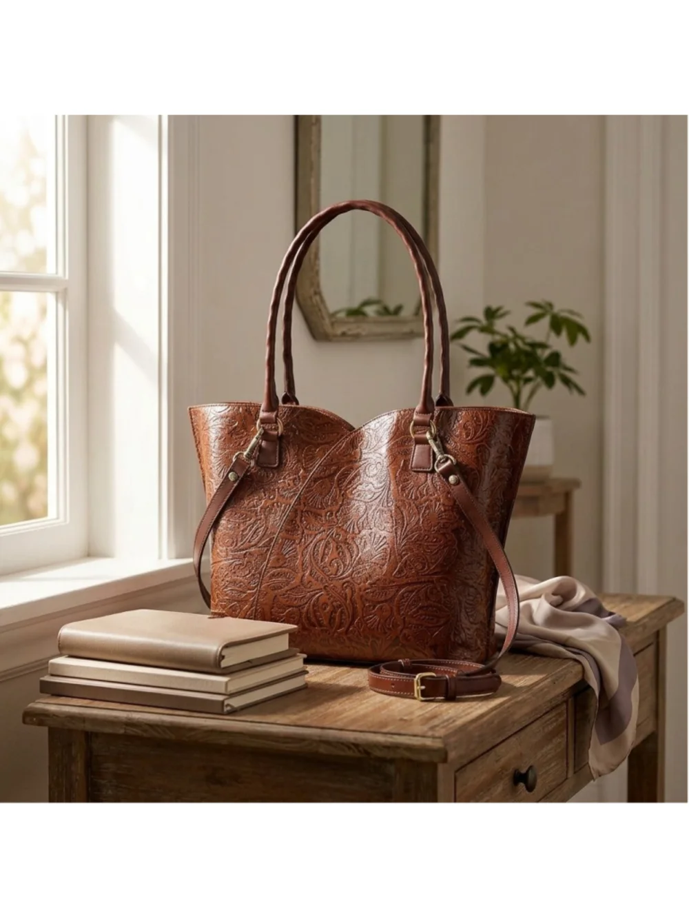 Patricia Nash Marion Tote - Brazilian Supple Tooled- convertible tote/crossbody